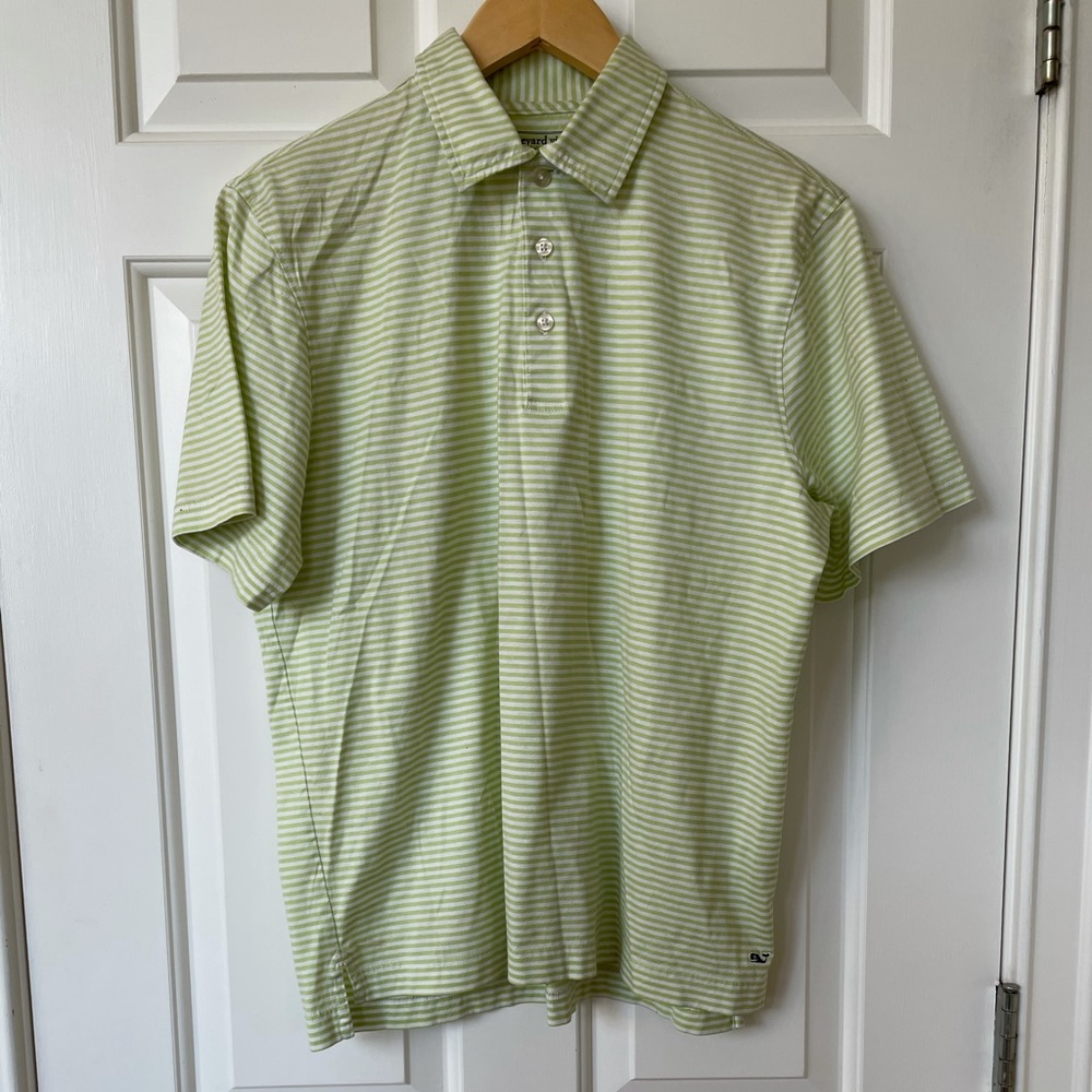 Green and White Vineyard Vines Golf Shirt